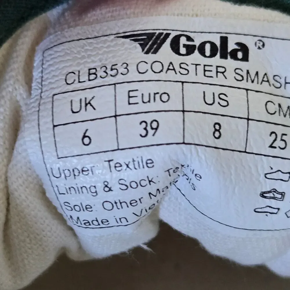 Gola Coaster Smash Canvas Sneakers White Green Yellow Women's Size 8